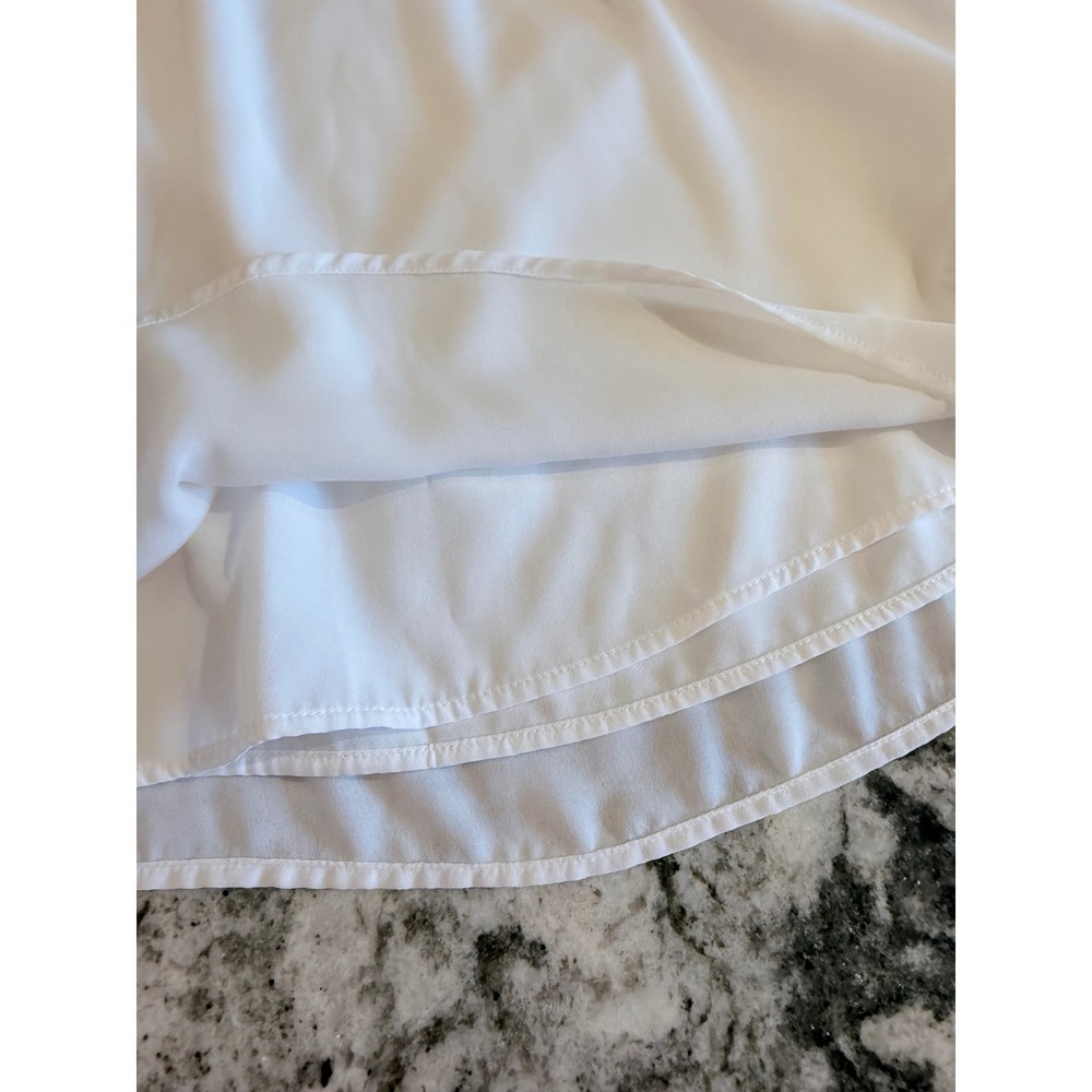 Abercrombie & Fitch Womens White Flutter Sleeve Ruffle Neck Tie Blouse Small‎ - Picture 5 of 5